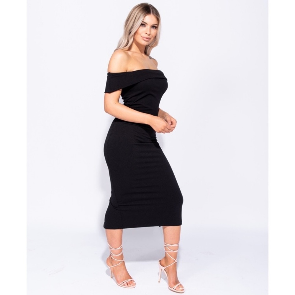 π FEMME FATALE BLACK BARDOT DRESS - Picture 6 of 7